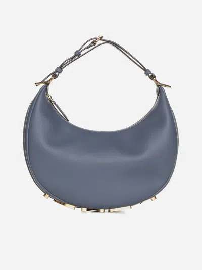 Shop Fendi Graphy Small Leather Bag In Storm Blue