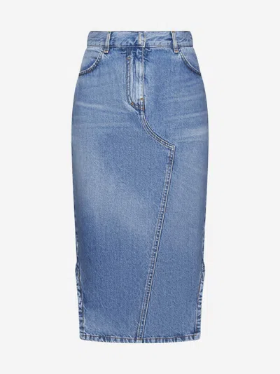 Shop Givenchy Denim Asymmetric Skirt In Light Blue