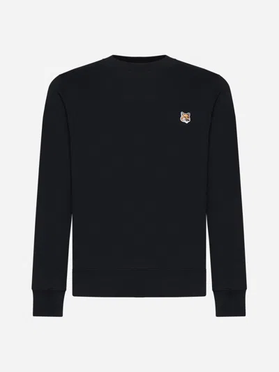 Shop Maison Kitsuné Fox Head Patch Cotton Sweatshirt In Black