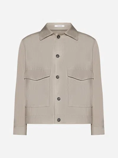 Shop Tagliatore Linen Jacket In Dove,grey