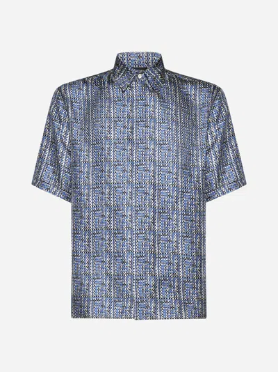 Shop Fendi Ff Print Silk Shirt In Blue