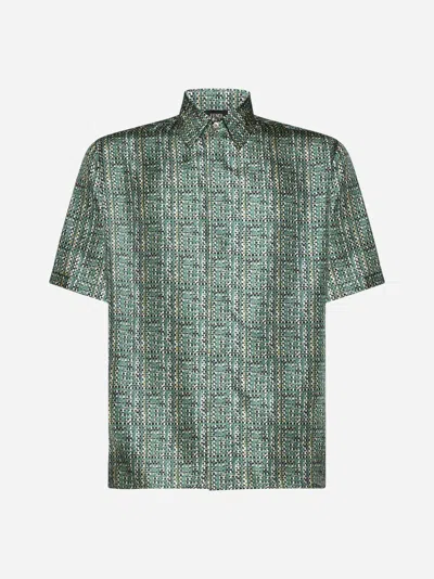 Shop Fendi Ff Print Silk Shirt In Green