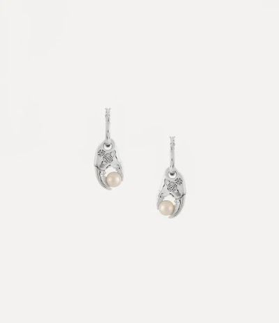 Shop Vivienne Westwood Freda Earrings In Platinum-creamrose-pearl-black-patina
