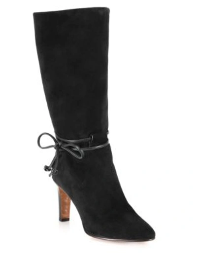 Chloé Ankle-tie Leather Ankle Boot, Black