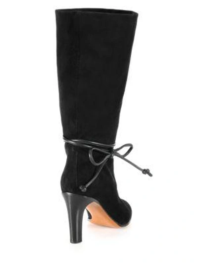Shop Chloé Kono Suede Tie Boots In Black