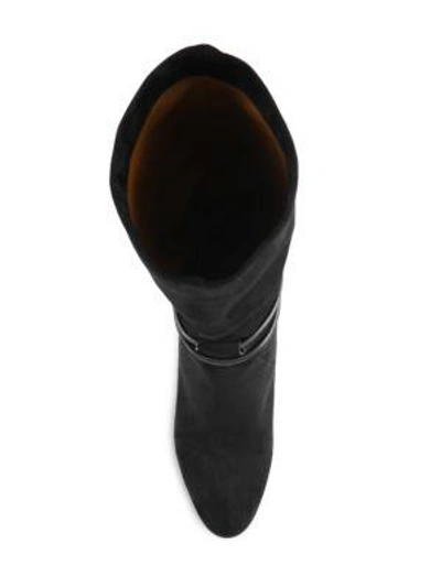 Shop Chloé Kono Suede Tie Boots In Black