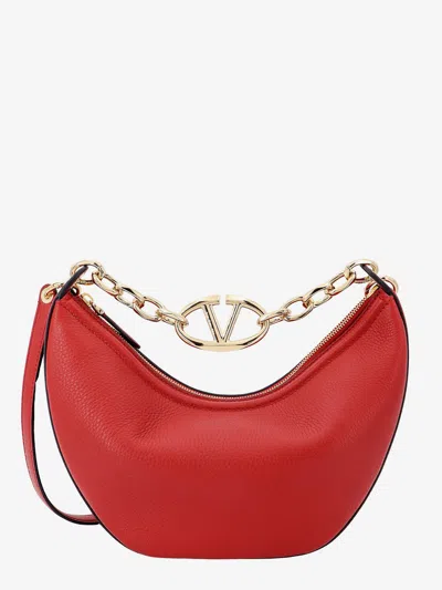 Shop Valentino Vlogo Moon Bag In Red
