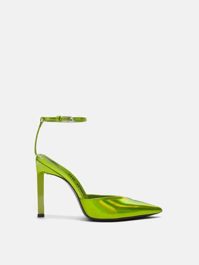 Attico Perine 120mm Faux-leather Slingback Pumps In Lime