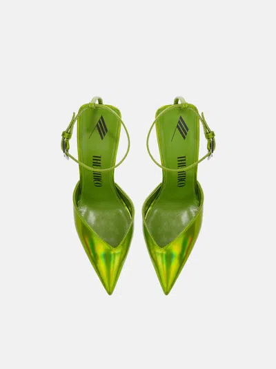 Attico Perine 120mm Faux-leather Slingback Pumps In Lime