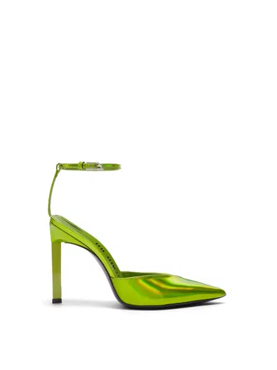 Attico Perine 120mm Faux-leather Slingback Pumps In Lime