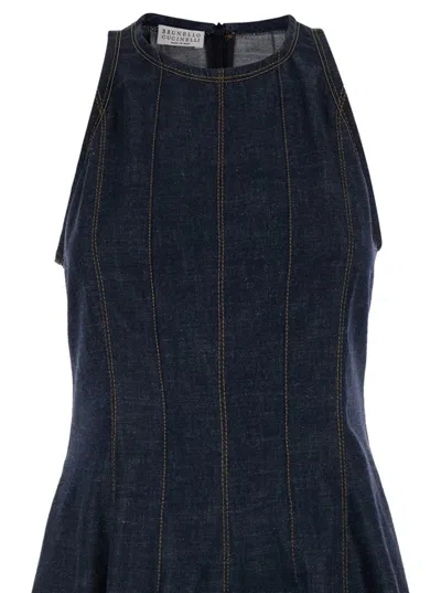 Shop Brunello Cucinelli Abito Denim In Blu