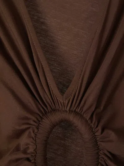 Shop Balmain Knot Detail Top In Dark Brown