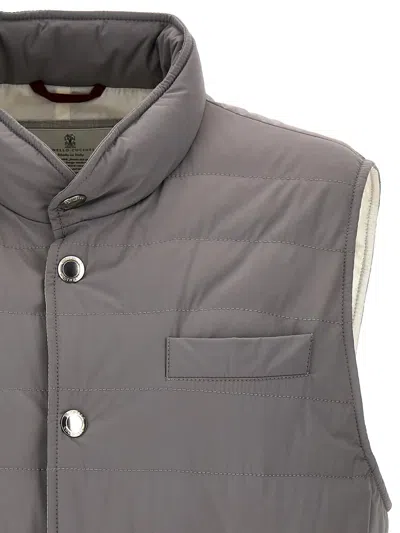 Shop Brunello Cucinelli Padded Vest In Gray