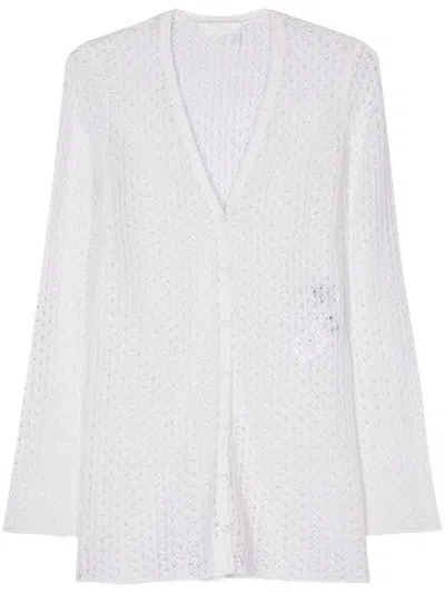 Shop Chloé Wool And Silk Blend Cardigan In White