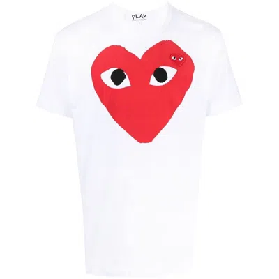 Shop Comme Des Garçons Play T-shirts In White/red