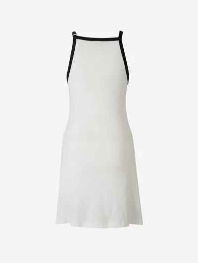 Shop Courrèges Cotton Mini Dress In Contrast Bias