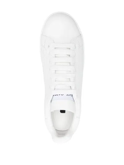 Dolce & Gabbana White Calfskin Portofino Sneakers In White