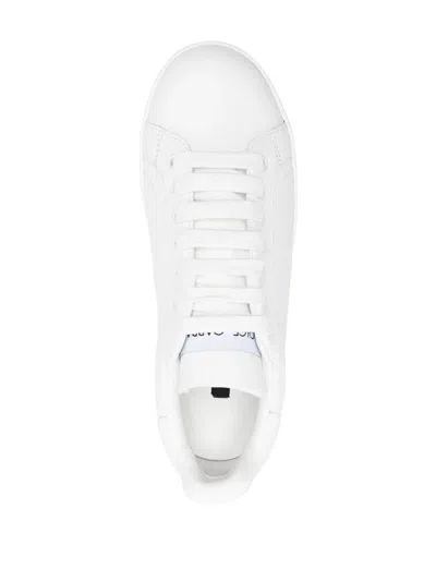 Dolce & Gabbana White Calfskin Portofino Sneakers In White