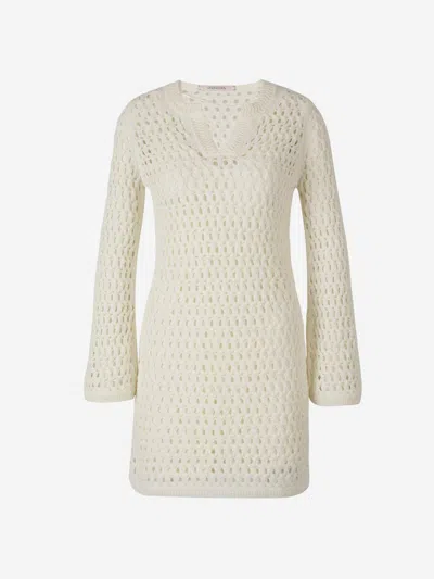 Shop Dorothee Schumacher Cotton Knitted Dress In Cream