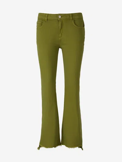 Shop Dorothee Schumacher Cotton Bootcut Jeans In Army Green