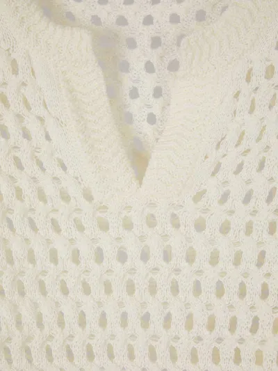 Shop Dorothee Schumacher Cotton Knitted Dress In Cream