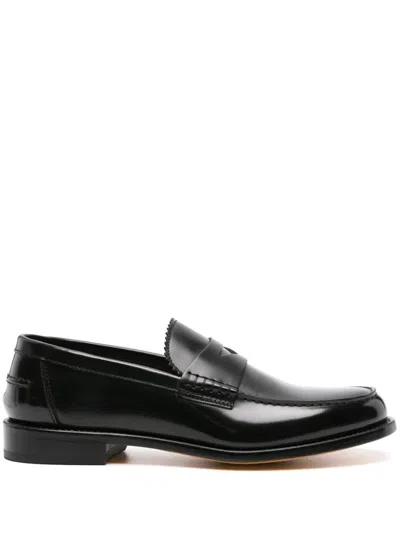 Shop Doucal's Penny Loafer Shoes In Black