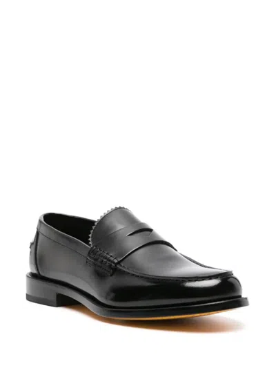 Shop Doucal's Penny Loafer Shoes In Black