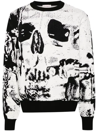 Shop Alexander Mcqueen White Skull Print Sweatshirt
