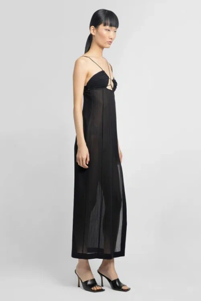 Shop Nensi Dojaka Asymmetric Bra Long Dress In Black