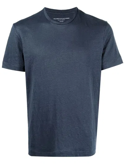 Shop Majestic Filatures Short Sleeve Round Neck T-shirt Clothing In Blue
