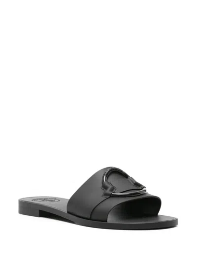 Shop Moncler Mon Slides Shoes In Black