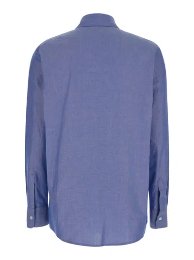 Shop Etro Blue Shirt With Buttons In Cotton Woman