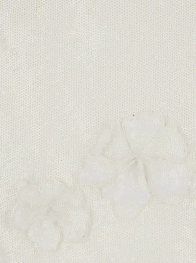 Rotate Birger Christensen Rotate Mini White Skirt With Flowers And Sequins In Fabric In White