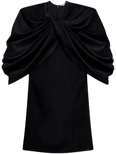 Shop Stella Mccartney Short Draped Dress In Black
