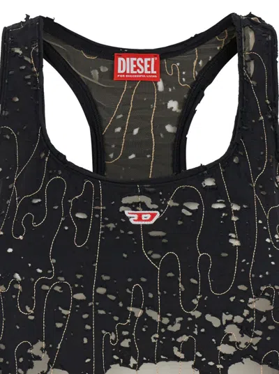 Shop Diesel 't-bils' Black Tank Top In Cotton Woman In Multicolor