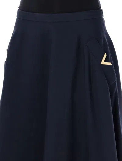 Shop Valentino Garavani Crepe Couture Midi Skirt In Navy