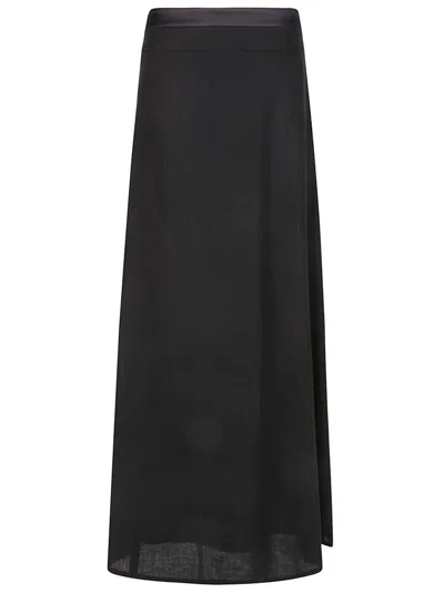 Shop Peserico Flared Satin Skirt In Black
