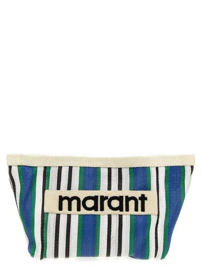 Shop Isabel Marant Logo Patch Striped Clutch Bag In Multi