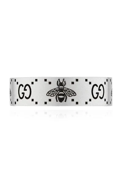 Shop Gucci Gg Engraved Ring In Silver