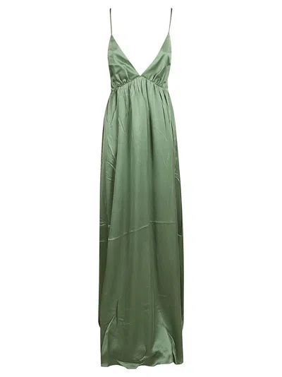 Shop Zimmermann Sleeveless Satin Slip Maxi Dress In Green