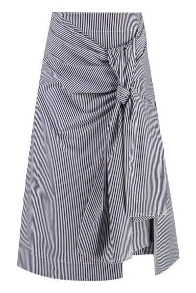 Shop Bottega Veneta Knot Detailed Midi Skirt In Multi