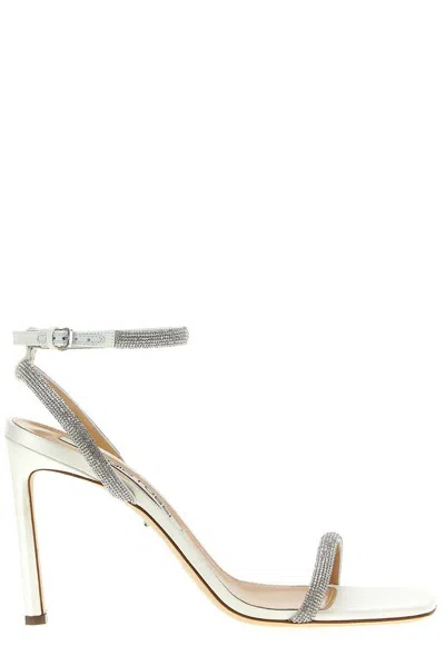 Shop Sergio Rossi Bridal Ankle Strap Embellished Sandals In White
