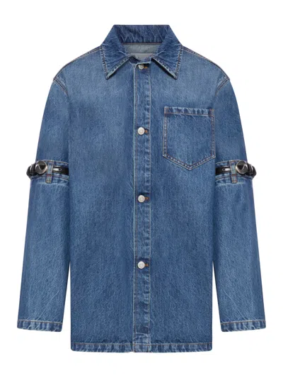 Shop Coperni Denim Shirt With Belt In Blue