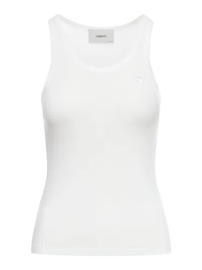 Shop Coperni Jersey Tank Top With Embroidered Logo In White
