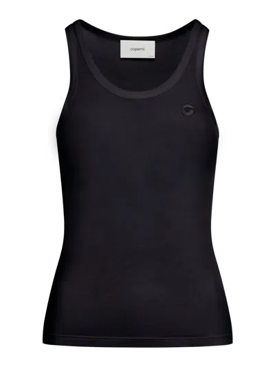 Shop Coperni Jersey Tank Top With Embroidered Logo In Black