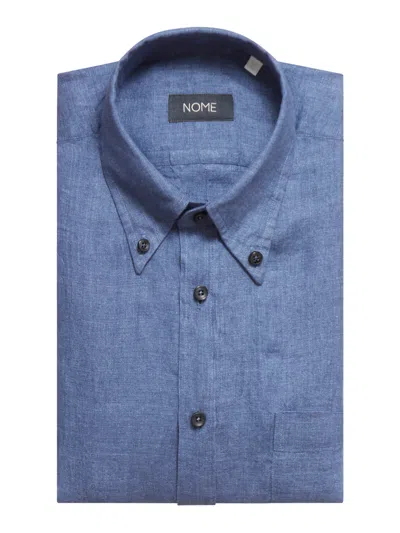 Shop Nome X Xacus Linen Shirt In Blue