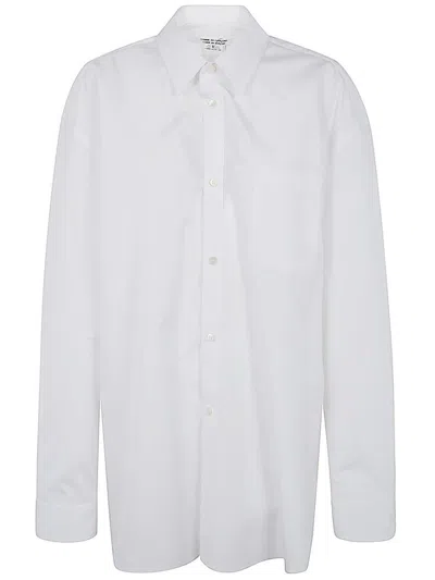 Shop Comme Des Garçons Comme Des Garçons Curved Hem Buttoned Shirt In White