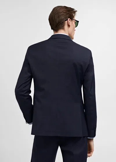 Shop Mango Stretch Fabric Slim-fit Suit Blazer Dark Navy In Bleu Marine Foncé