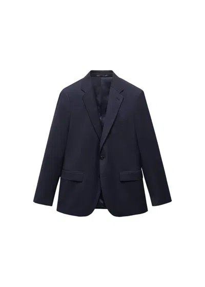 Shop Mango Stretch Fabric Slim-fit Suit Blazer Dark Navy In Bleu Marine Foncé