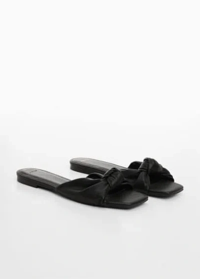 Shop Mango Square-toe Sandals With Knot Detail Black In Noir